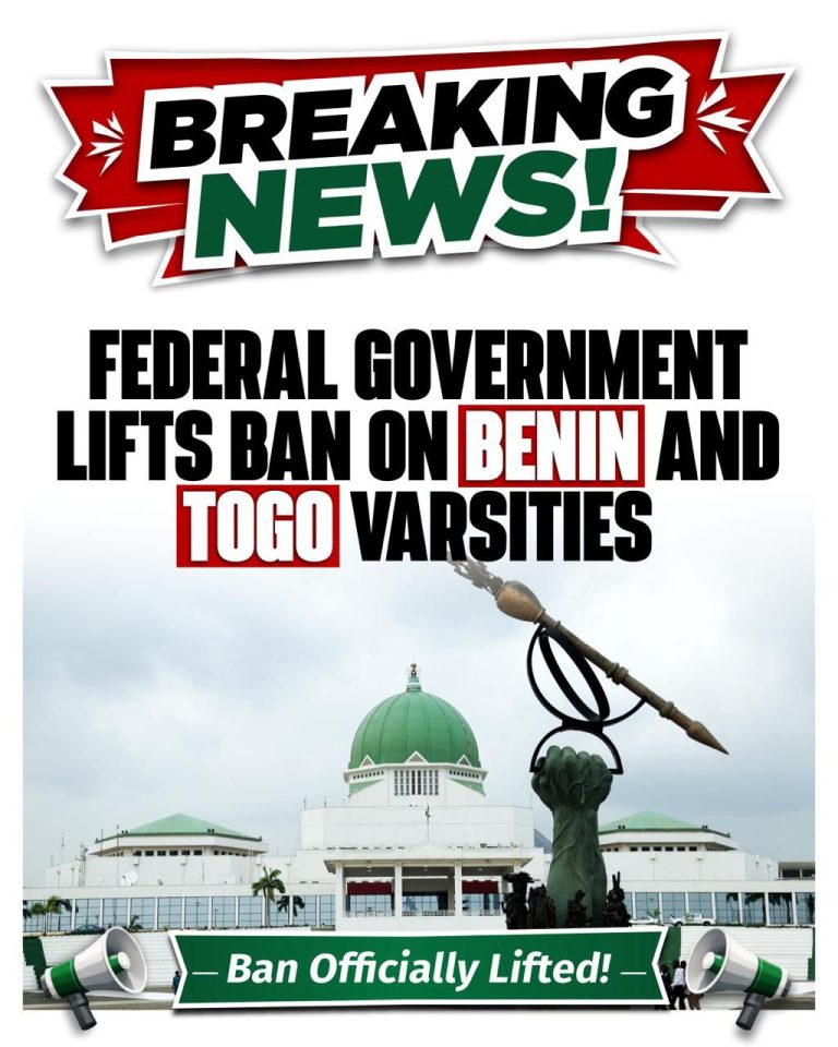 Nigeria’s Federal Government has lifted the suspension placed on degree certificates obtained from universities in the Republic of Benin and Togo, bringing relief to thousands of Nigerian students whose academic futures had been uncertain.